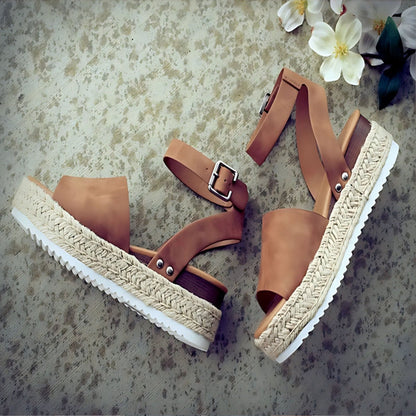 Jimena® | Damen Plateausandalen mit verstellbarem Knöchelriemen
