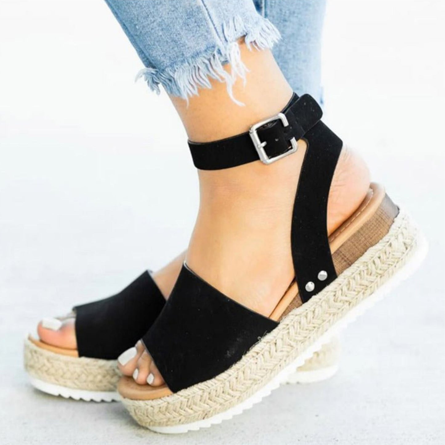 Jimena® | Damen Plateausandalen mit verstellbarem Knöchelriemen