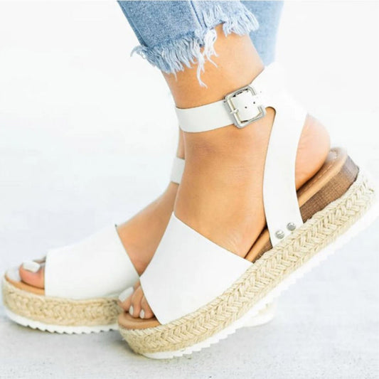 Jimena® | Damen Plateausandalen mit verstellbarem Knöchelriemen