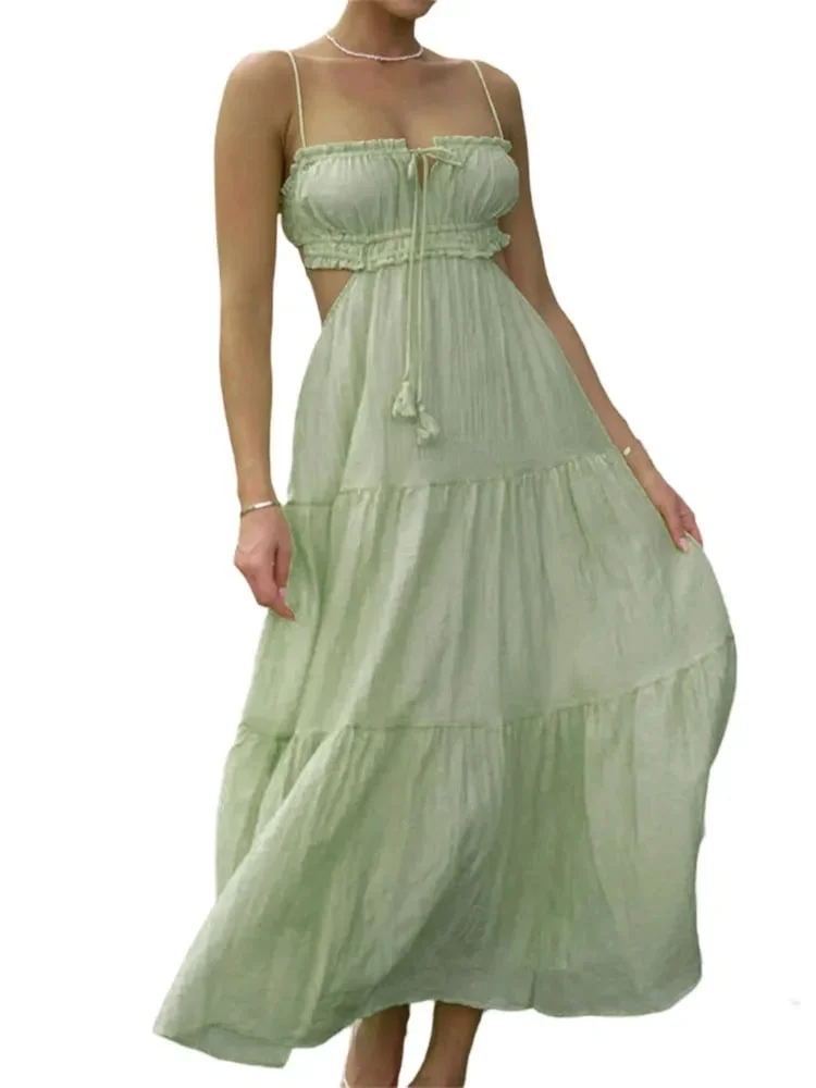 Julissa - Ausgestelltes Maxikleid für Frauen mit ärmellosem Saum