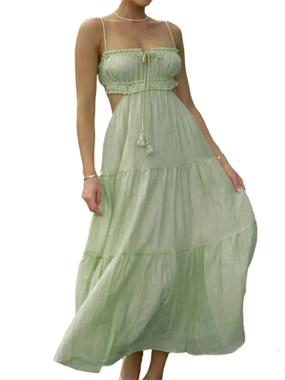 Julissa - Ausgestelltes Maxikleid für Frauen mit ärmellosem Saum