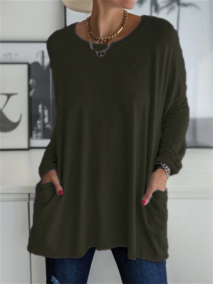 Lockere Bluse mit Tasche für den alltäglichen Auftritt
