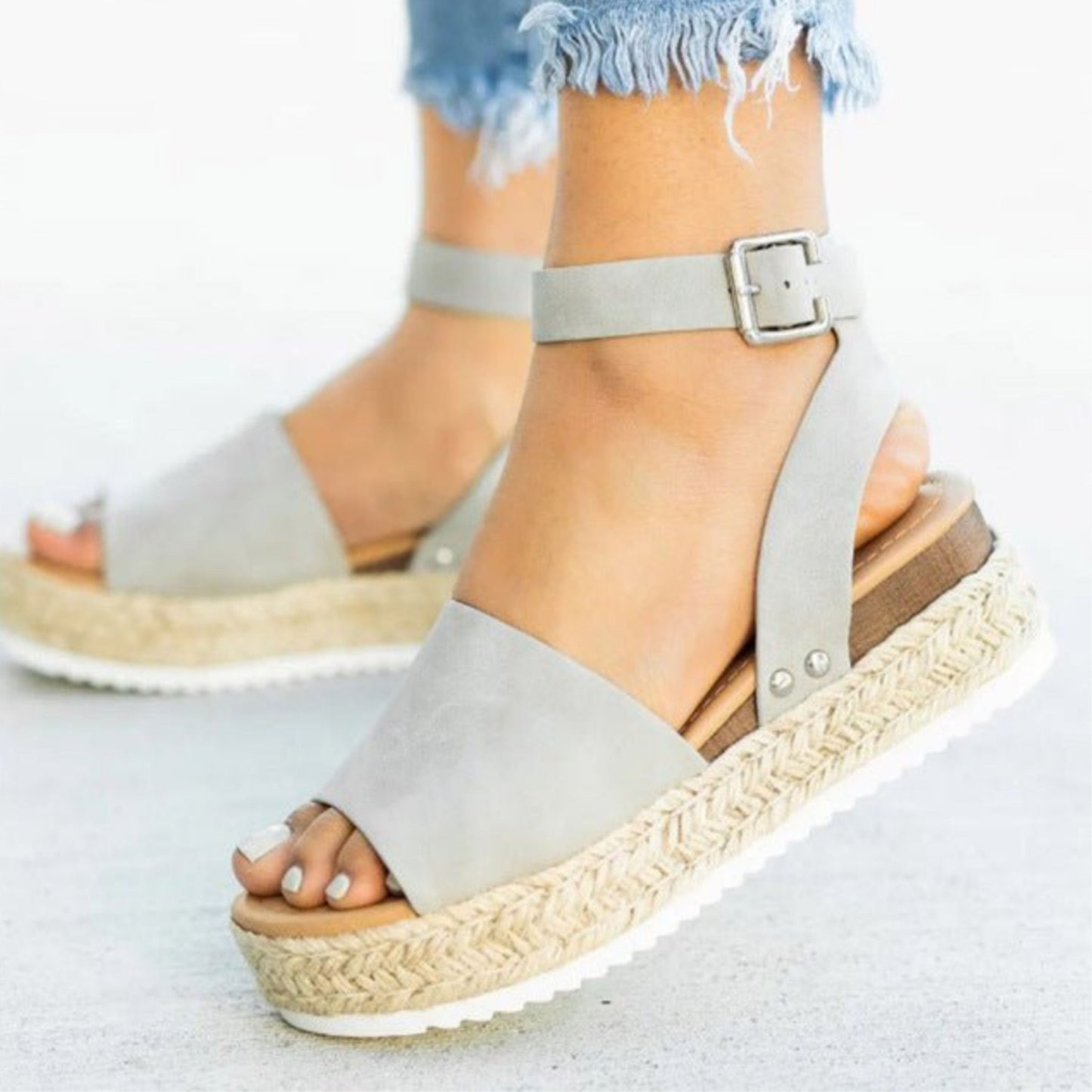 Jimena® | Damen Plateausandalen mit verstellbarem Knöchelriemen