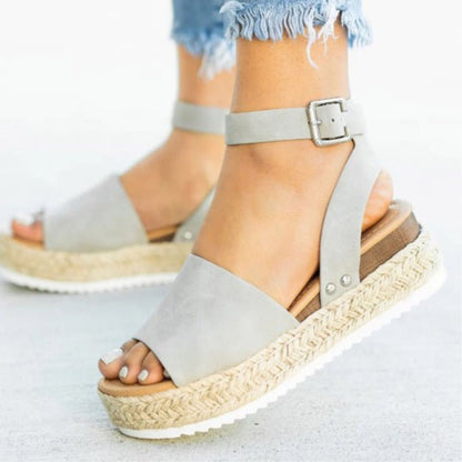 Jimena® | Damen Plateausandalen mit verstellbarem Knöchelriemen