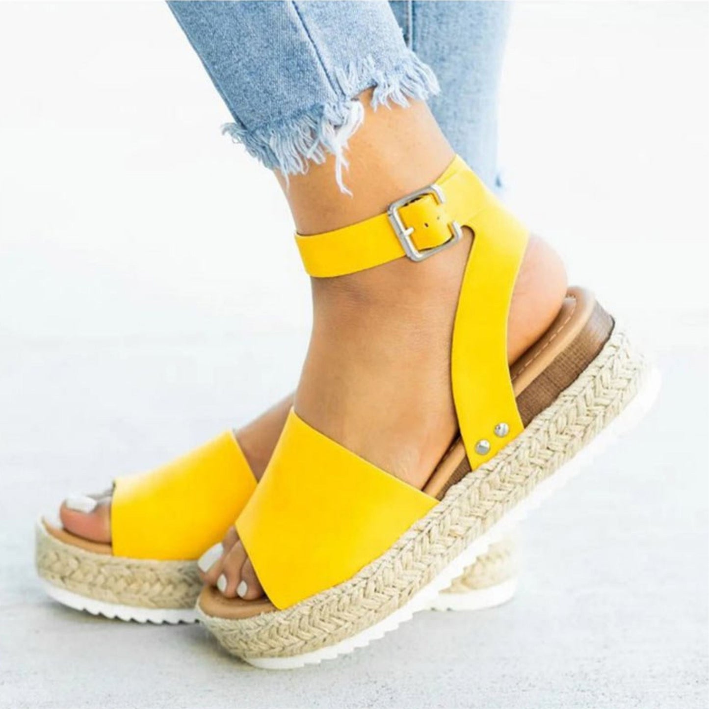 Jimena® | Damen Plateausandalen mit verstellbarem Knöchelriemen