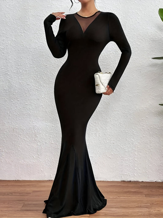 Ute | Elegantes Meerjungfrau-Maxikleid mit langen Ärmeln