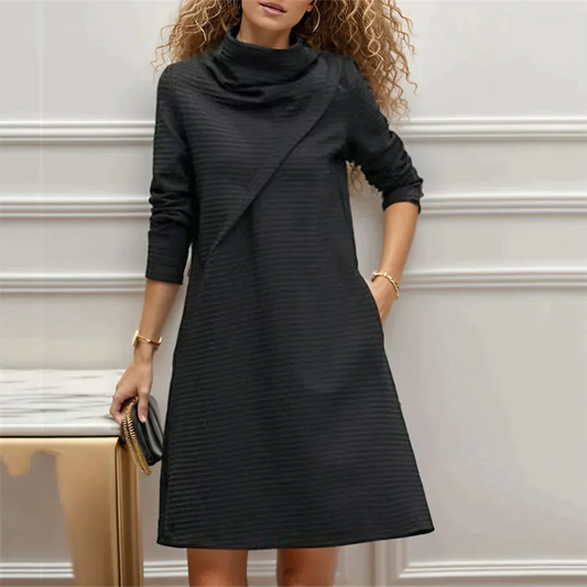 Kirsten - Trendiges monochromes langärmeliges Minikleid