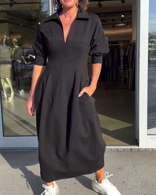 Minimalistisches Midikleid in strukturiertem und modernem Stil
