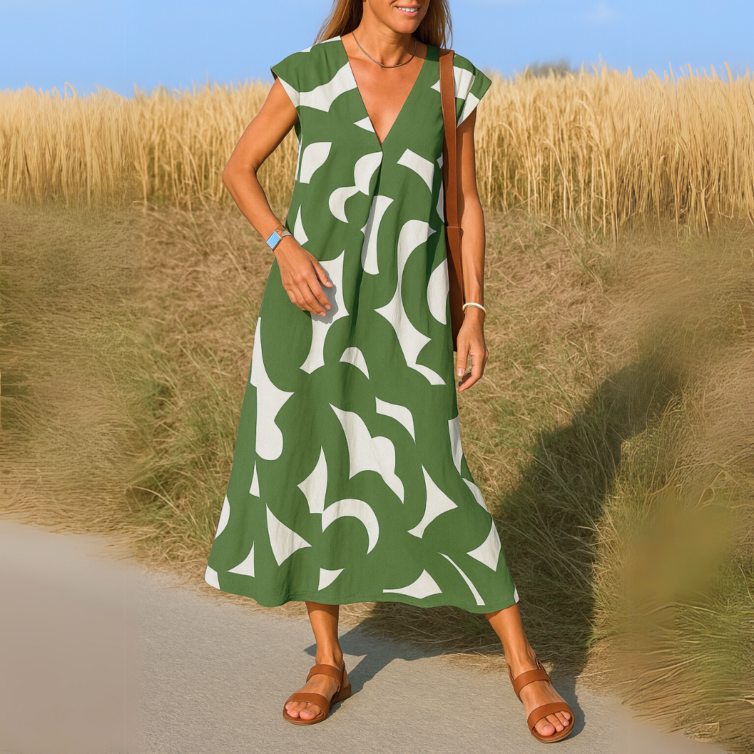 Fließendes Kleid mit V-Ausschnitt