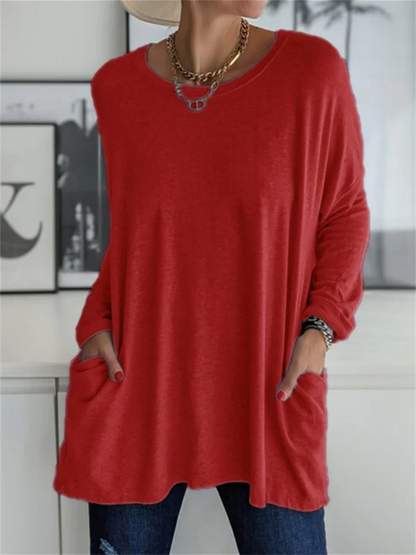 Lockere Bluse mit Tasche für den alltäglichen Auftritt
