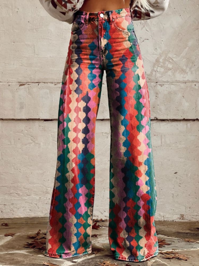 Retro bedruckte Hose für Damen