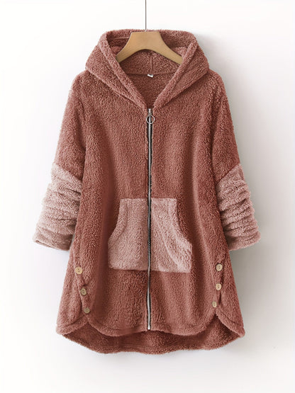 Clara - Rosafarbene, lässige Übergangsjacke mit Taschen für Frauen