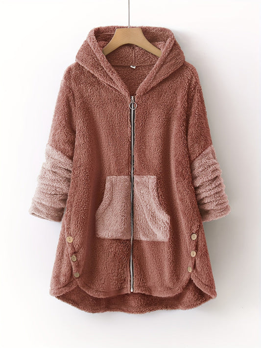 Clara - Rosafarbene, lässige Übergangsjacke mit Taschen für Frauen