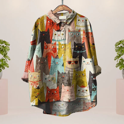 Katharina™ |Verspieltes Hemd mit Kunstdruck
