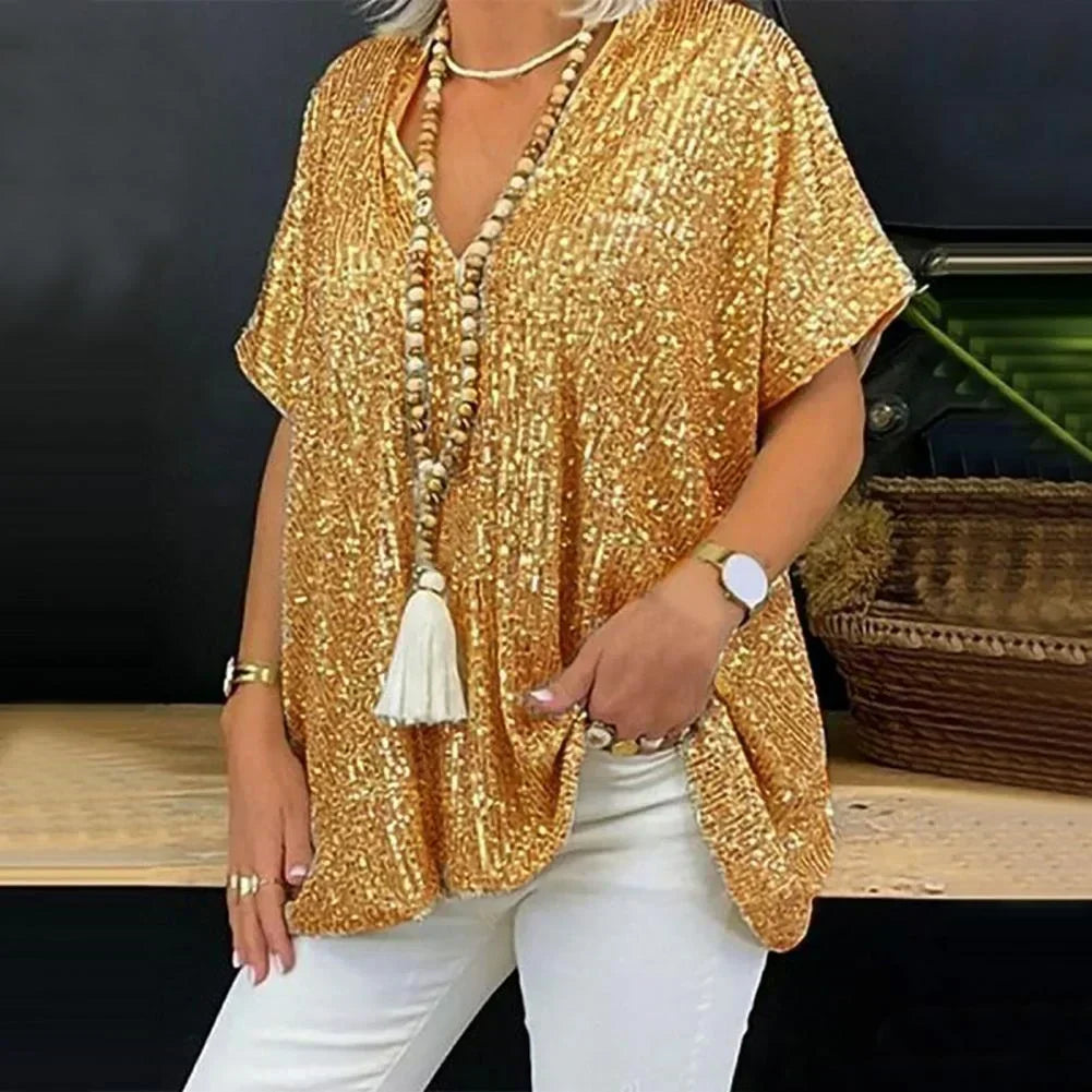Wendy Bloes | V-Ausschnitt Paillettenbluse