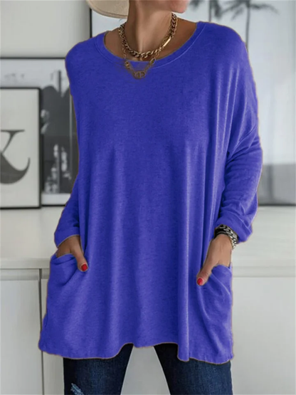 Lockere Bluse mit Tasche für den alltäglichen Auftritt