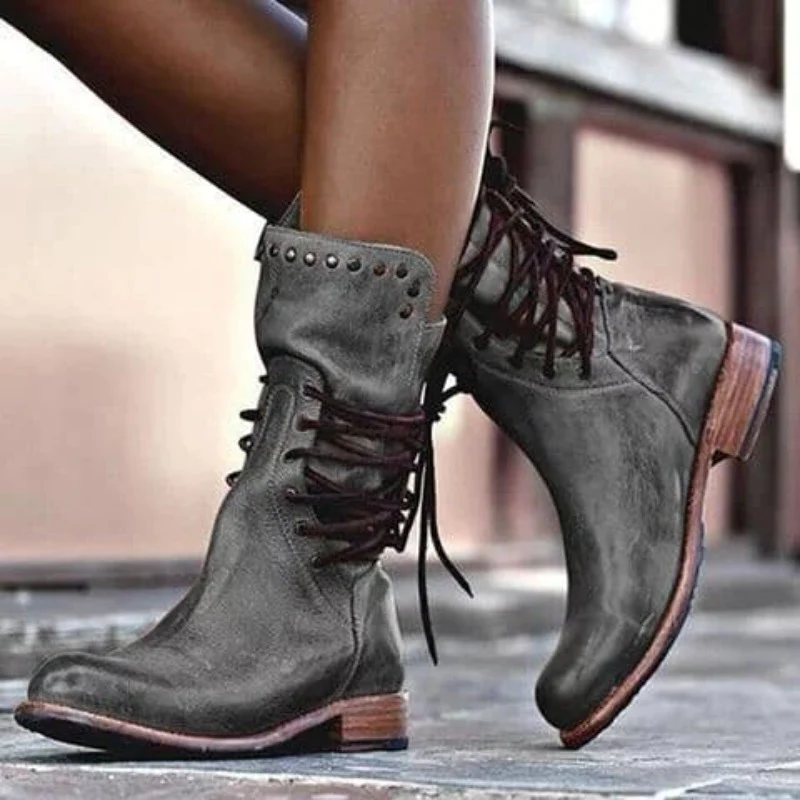 Amaya™ - Ankle Boots aus Vintage-Leder mit Schnürsenkeln