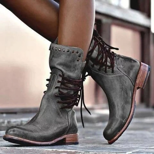 Amaya™ - Ankle Boots aus Vintage-Leder mit Schnürsenkeln
