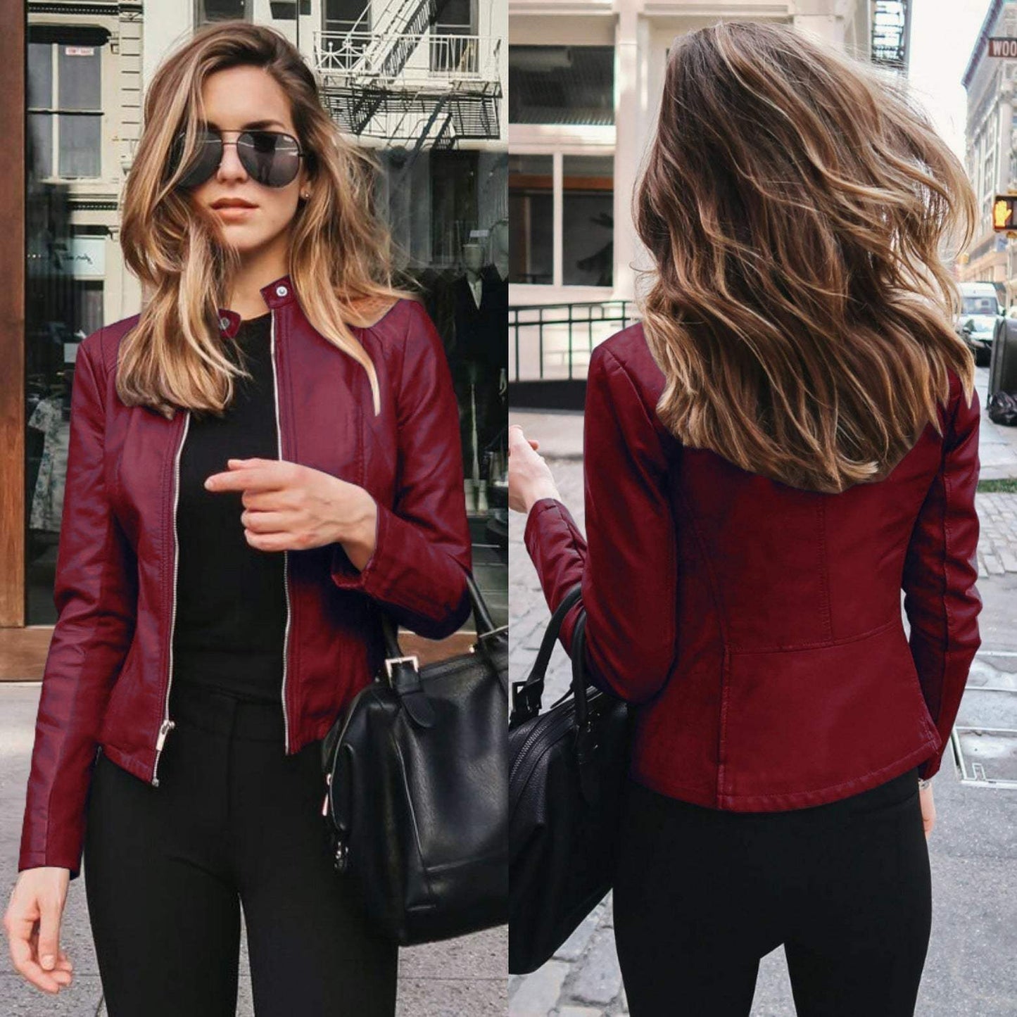 Lederjacke - Elegant - Schwarz, geschmeidiges Leder, raffinierte Verarbeitung - perfekt für den Abend