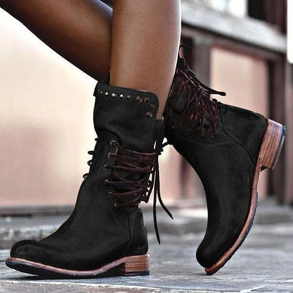 Amaya™ - Ankle Boots aus Vintage-Leder mit Schnürsenkeln