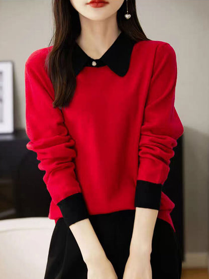 Xisca Bluse | Lange Ärmel Farbe Block Bluse