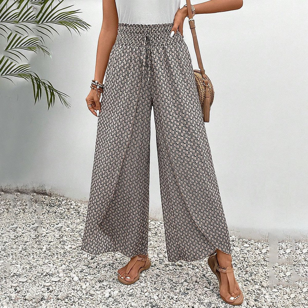 Hose mit braunem Druck und Gummizug in der Taille