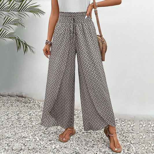 Hose mit braunem Druck und Gummizug in der Taille