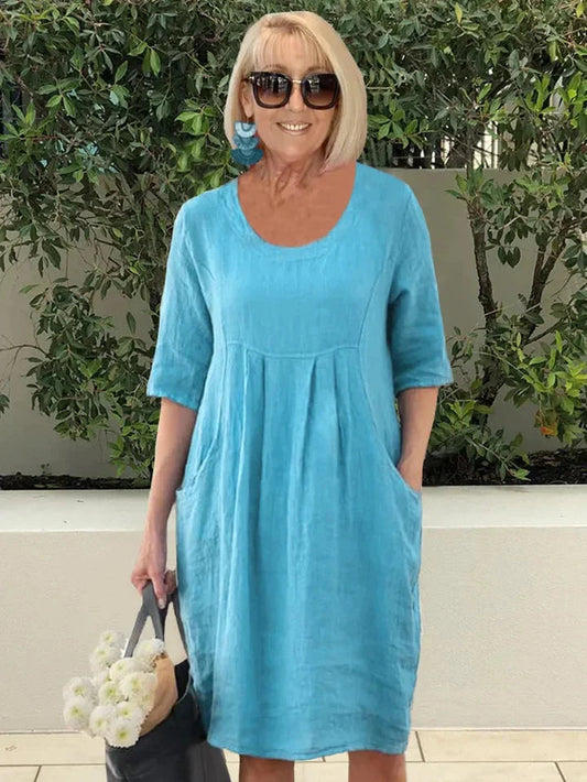 Lockeres Baumwollkleid mit Tasche