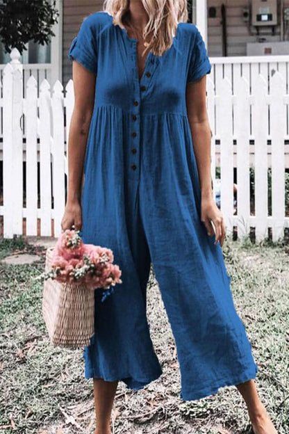Fashion Casual Glatter gerader O-Ausschnitt Jumpsuits (5 Farben)