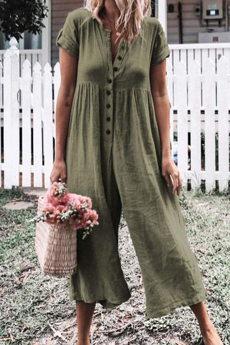 Fashion Casual Glatter gerader O-Ausschnitt Jumpsuits (5 Farben)