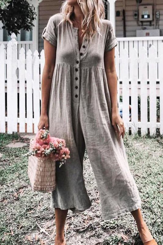 Fashion Casual Glatter gerader O-Ausschnitt Jumpsuits (5 Farben)
