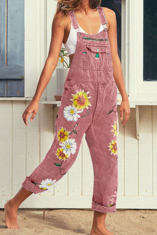 Fashion lässiger Druck lockere Denim-Jumpsuits (3 Farben)