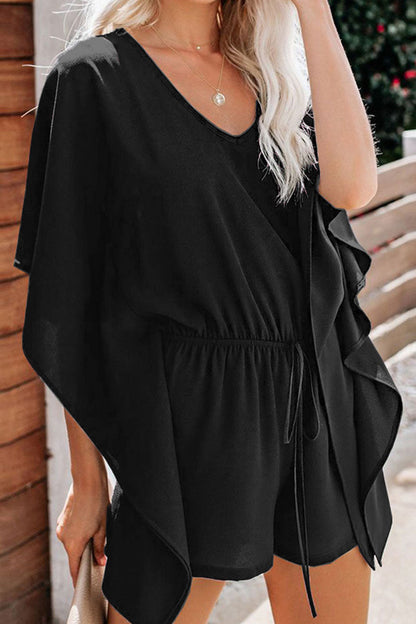 Fashion lässig einfarbig Frenulum V-Ausschnitt lose Jumpsuits (5 Farben)