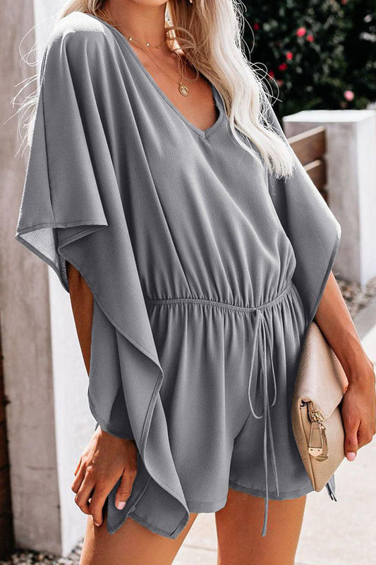 Fashion lässig einfarbig Frenulum V-Ausschnitt lose Jumpsuits (5 Farben)