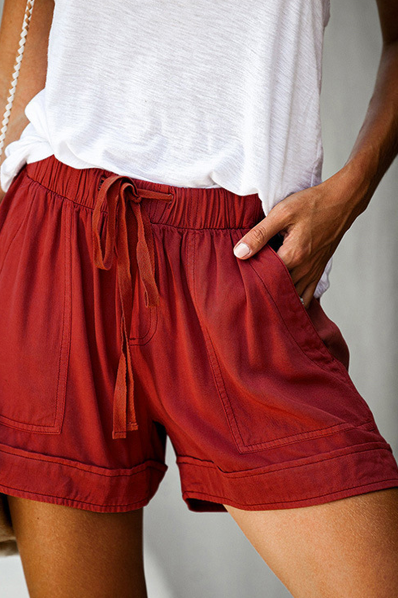 Casual einfarbige Patchwork-Shorts mit gerader Taille (12 Farben)