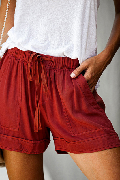 Casual einfarbige Patchwork-Shorts mit gerader Taille (12 Farben)