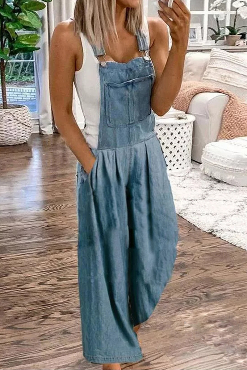 Casual glatte Tasche gefaltet trägerlos Jumpsuits (3 Farben)