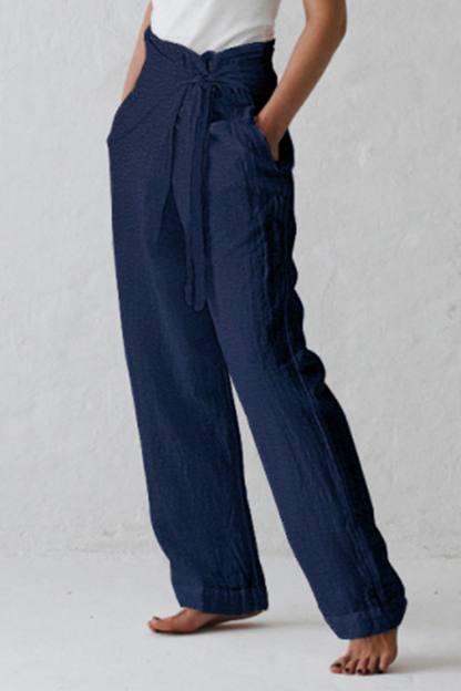 Casual Solid Strap Design Straight Mid Waist Solid Colour Hose (3 Farben)