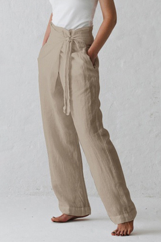 Casual Solid Strap Design Straight Mid Waist Solid Colour Hose (3 Farben)