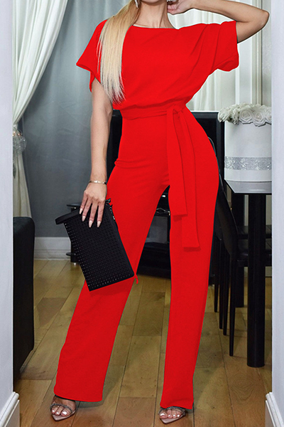 Casual Elegant Solid Patchwork Straight Neck Jumpsuits (6 Farben)