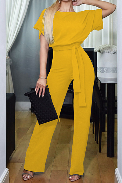 Casual Elegant Solid Patchwork Straight Neck Jumpsuits (6 Farben)