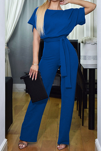Casual Elegant Solid Patchwork Straight Neck Jumpsuits (6 Farben)