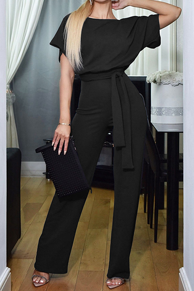 Casual Elegant Solid Patchwork Straight Neck Jumpsuits (6 Farben)