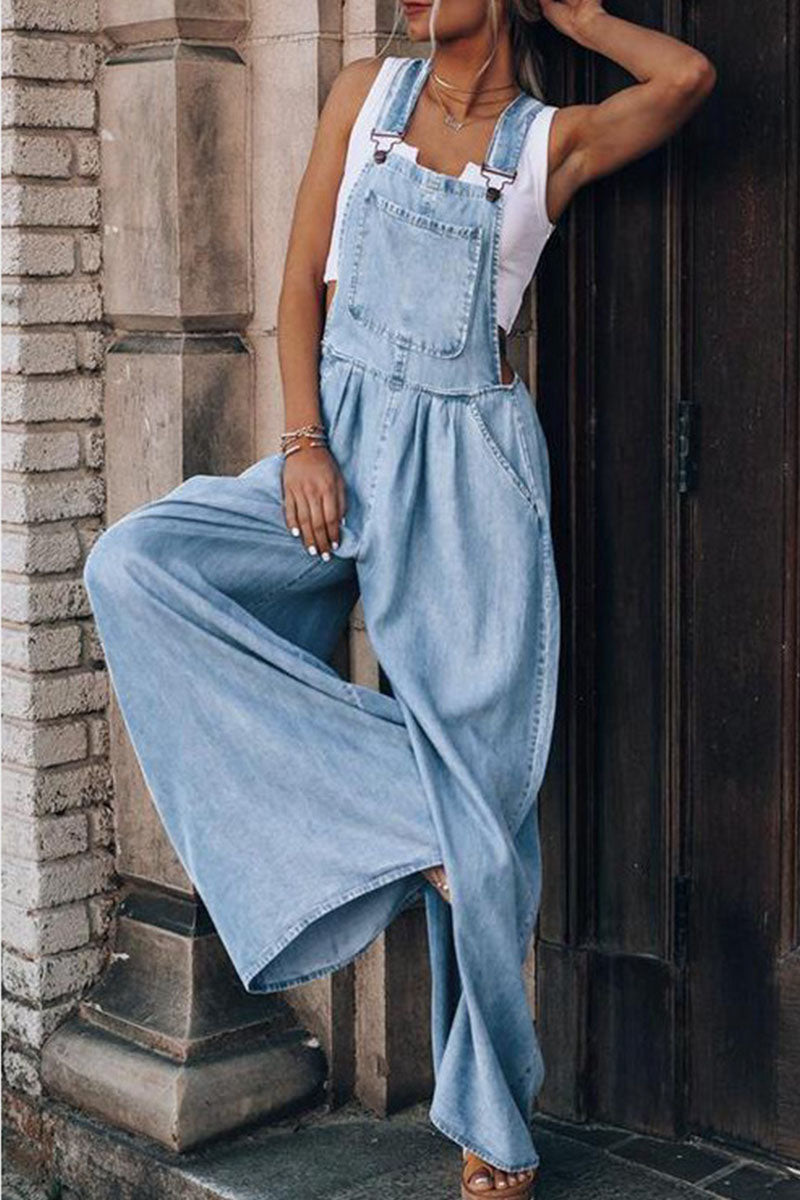 Fashion lässige klobige Tasche mit Spaghetti-Trägern lose Jumpsuit (4 Farben)
