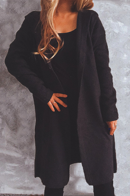 Einfarbige Kapuzenweste mit Knöpfen, lässiger Stil