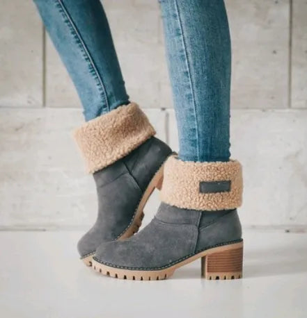 Winterstiefel für Frauen mit niedrigem Absatz und modernem Stil