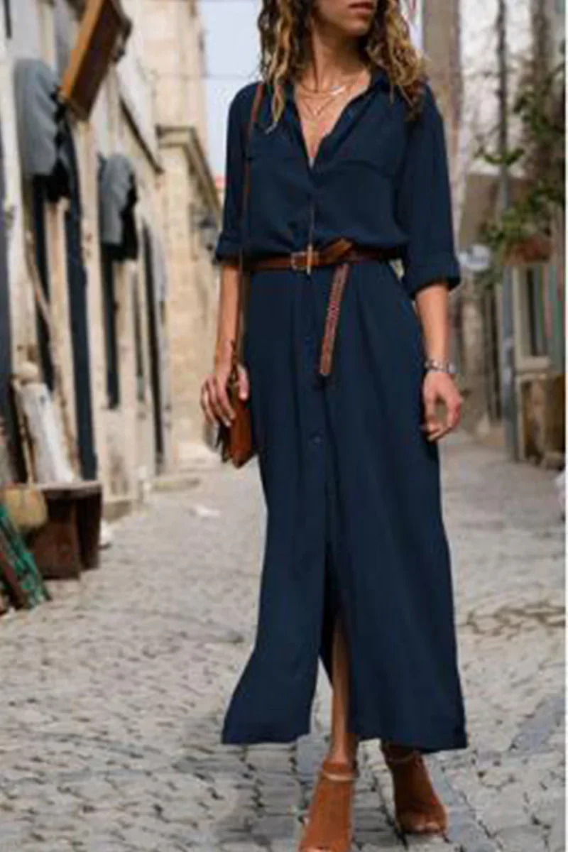 Cattleya - Lässiges Hemdkleid mit Umlegekragen und schlichtem Patchwork