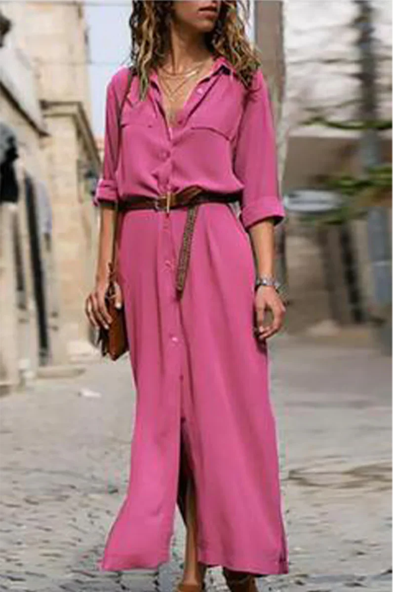 Cattleya - Lässiges Hemdkleid mit Umlegekragen und schlichtem Patchwork