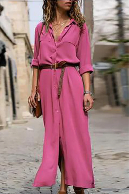 Cattleya - Lässiges Hemdkleid mit Umlegekragen und schlichtem Patchwork