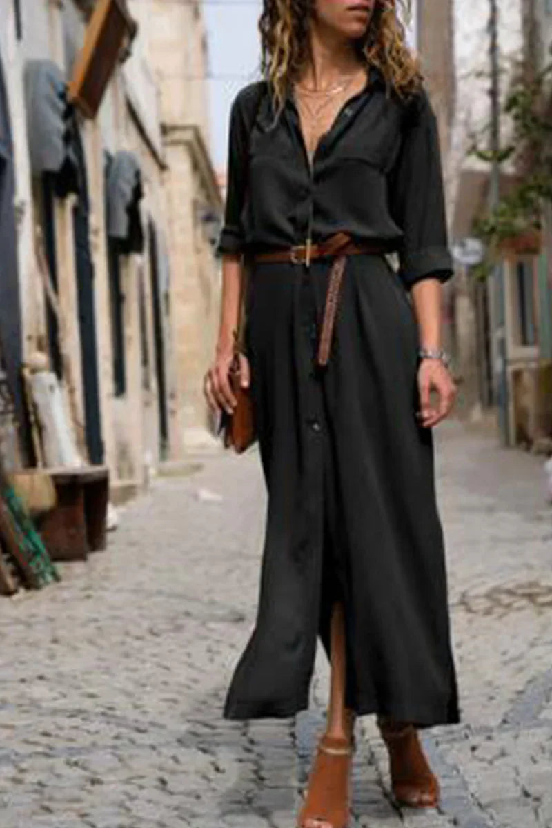 Cattleya - Lässiges Hemdkleid mit Umlegekragen und schlichtem Patchwork
